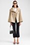 High Collar Wide Sleeve Water Repellent Short Trench Coat Beige 6894 - 5