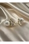 Women's Pearl and Crystal Stone Flower Earrings - 2