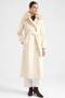 Long Coat with Detachable Fur Epaulettes and Cape Detail Ecru 3184 - 5