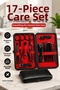 17-Piece Stainless Steel Manicure and Personal Care Set with Black Leather Case