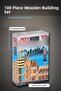 Wooden Building Blocks 100 Pieces 11X2,2X0,7 cm Natural and Painted Child Development Bx-313414 - 2