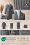 Eldy Men's Bathrobe Set, 4 Pieces, 100% Cotton Certified Shawl Collar Striped Men's Bathrobe Set - Gray - 3