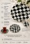 Set of 6 Glass Tea Plates – Black and White Checkered Floral Pattern – 6 Tea Plates - 2