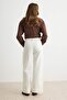 Beyaz Cep Detaylı Yüksek Bel %100 Pamuk Wide Leg Jeans TWOSS26JE00162 - 4