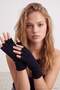 Black Finger Detailed Women's Gloves Takaw27Ed00004 - 3