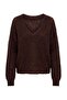 Wardrobe Essentials Kahverengi V Yaka Moher Karışımlı İnce Triko Kazak TWOAW27KZ00034 - 4