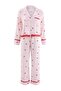 Pink Strawberry and Striped Lace Detailed Viscose Woven Pajama Set Thmaw27Pt00079 - 8