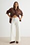 Beyaz Cep Detaylı Yüksek Bel %100 Pamuk Wide Leg Jeans TWOSS26JE00162