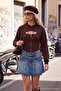 Kahverengi Fitted/Vücuda Oturan Kapüşonlu Dikişli ve Fermuarlı Örme Hırka/Sweatshirt TWOAW27SW00092 - 2