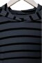Siyah Çizgili Fitted/Vücuda Oturan Kapüşonlu Crop Viskonlu Esnek Örme T-Shirt TWOAW27TS00046 - 5