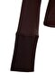 Kahverengi Düz Transparan Fitted/Vücuda Oturan Triko Bant Detaylı Örme Bluz TWOAW27BZ00316 - 2