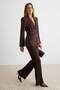 Brown Side-Tie Woven Fitted Blazer Jacket Twoaw27Bc00044