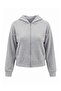 Gri Melanj Premium Kapüşonlu Fermuarlı Oversize İnterlok Örme Hırka/Sweatshirt TWOAW27SW00018 - 6