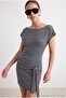 Çok Renkli Çizgili Bodycon/Vücuda Oturan Kuşaklı Mini Viskon Ribana Örme Elbise TWOAW27EL00063 - 4