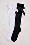 Black and White Girls' 2-Piece Socks Tkdaw27Co00014