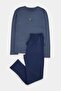 İndigo Regular Bisiklet Nakışlı Örme Pijama Takımı TMNAW27PT00038 - 5