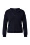 Wardrobe Essentials Lacivert Devrik Yaka Özel İplik İnce Triko Kazak TBBAW27AN00054 - 4