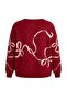 Red Christmas Themed Soft Textured Glittery Knitwear Sweater Tbbaw27An00028 - 4
