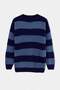 Indigo-Lacivert Oversize Bisiklet Yaka Çizgili Kazak TMNAW23KZ00106 - 5
