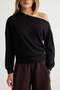 Siyah Soft/Yumuşak Dokunuşlu Relaxed/Rahat Kalıp Asimetrik Yaka Örme Sweatshirt TWOAW27SW00154 - 3