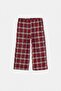 Bordo Kız Çocuk Ekose Desenli Düz Örme Pantolon TKDAW27PL00010 - 4