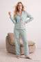 Turkuaz %100 Pamuklu Biyeli Eğlence Desenli Örme Pijama Takımı THMAW27PT00100