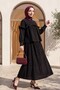 Single Button Frilly Front Skirt Suit with Stones - Black - 5