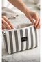 Makeup Bag Gray Striped (Duck Fabric) - 3