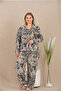 Plus size striped button-down long sleeve viscose pajama set - 2