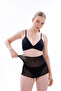 Black Laser Cut Tulle Gathering Slip Ghost Panty Corset - 4
