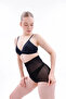 Black Laser Cut Tulle Gathering Slip Ghost Panty Corset - 6