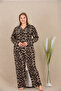 Plus size leopard print button-down long sleeve viscose pajama set - 2