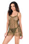 Lace Embroidered Khaki Short Tulle Nightgown - 2