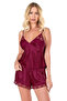 Burgundy Satin Babydoll Shorts Set