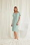 Light Green Viscose Nightgown with Lace Collar and Short Sleeves - 5