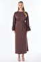 High Waist Linen Wrap Skirt Chocolate - 2