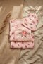 Baby Girl Rose Patterned 3-Piece Set - 100% Cotton Lace Detailed Double-Breasted Bodysuit, Booties, and Hat - 6