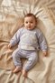 Dino Adventure Embossed Printed Baby Boy Tracksuit Set - Cotton Gray Two-Piece Top and Bottom Set