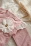 Flora Floral Detailed Lace Baby Girl 2-Piece Top and Bottom Set - 100% Cotton Anti-Sweat Premium Series - 5