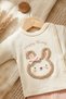 Mila Bunny Embroidered 100% Cotton 3-Piece Baby Set - Side Snap Bodysuit, Ribbed Booties Bottom and Base Layer - 5