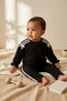 Black and White Striped Ribbon Detailed Baby Girl and Child Cotton Tracksuit Set - Soft Textured Two-Piece - 3