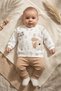 100% Cotton Ribbed Hello Friend Dog Embroidered Alphabet Patterned Baby Boy 2-Piece Top and Bottom Set - 3