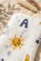 Letter Patterned Orange Edged Piping Embroidered Cotton Muslin Baby Blanket 90*90 cm - 5