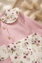 Baby Girl Pink Floral Detailed Baby Collar Buttoned Cardigan and Ribbed Leggings Two-Piece Set - %100 Cotton Yum - 5