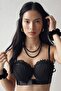Oyster Model Supported Underwire Bra Set, Satin Detailed, Push Upp - F002 - 2