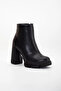 Zeta Platform Heel Leather Boots Black - 5