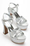 Renata Double Band Stone Platform Heeled Shoes - 3