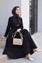 Cupra dress with elastic waist and tie detail - black - 3