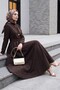 Cupra dress with elastic waist and tie detail - coffee - 3