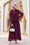 Tie-Front Ruffled Lined Asymmetrical Cut Cupra Set - Plum
